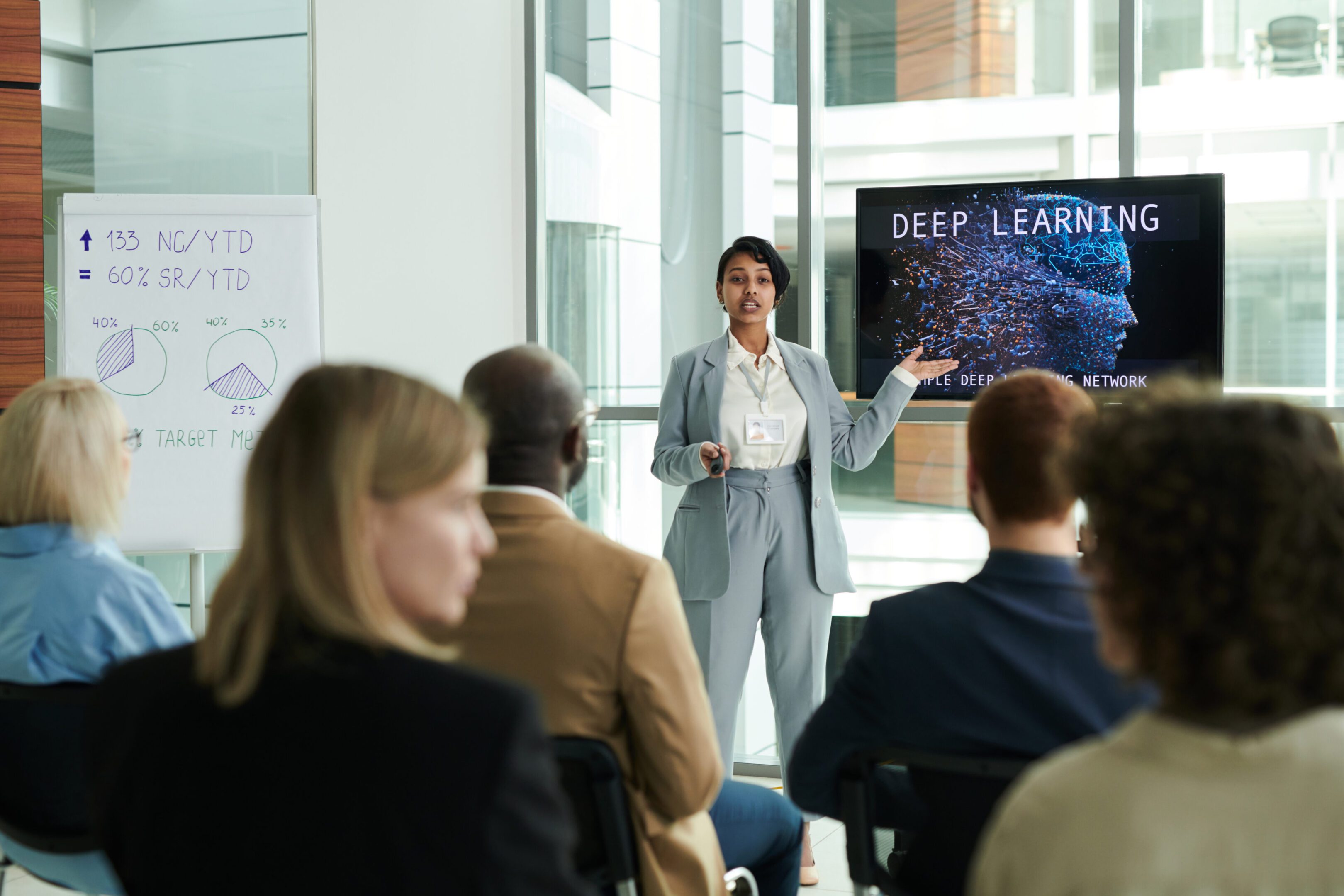 Presentation on deep learning to an audience.